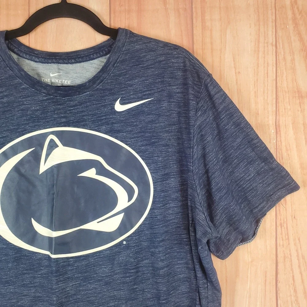Nike Mens T-Shirt XL Blue Dri-Fit Penn State Nittany Lions Performance Pullover